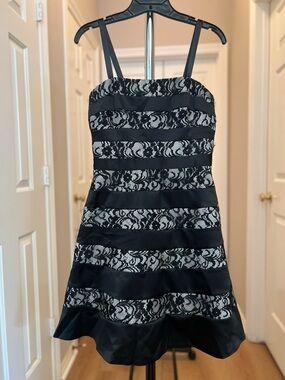 Max&Cleo Black/White Lace Stripe Party Dress (Prom, Graduation, Wedding Guest)